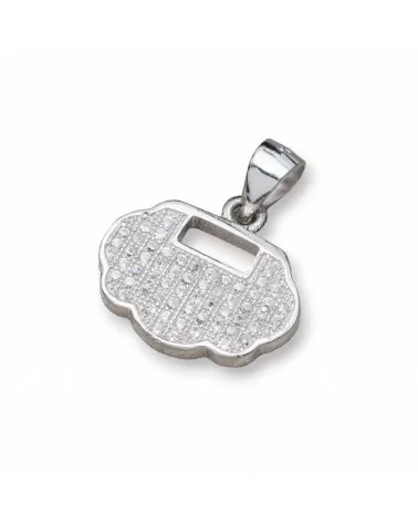 Ciondolo Pendente Di Argento 925 Con Zirconi Fantasia 16x18mm 4pz Rodiato-ARGENTO 925 DESIGN ITALY | Worldofjewel.com