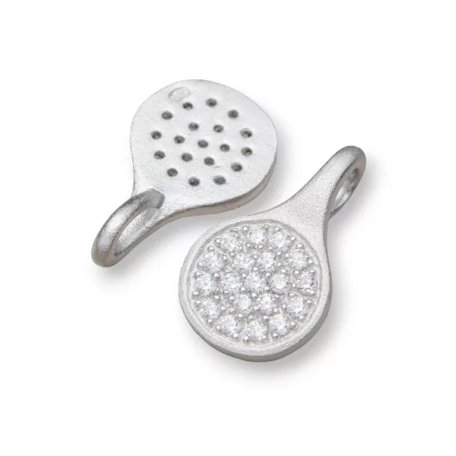 Ciondolo Pendenti Di Argento 925 Drops Satinato 11,5x19,5mm Con Zirconi Incastonati 6pz Rodiato-ARGENTO 925 DESIGN ITALY | Worldofjewel.com