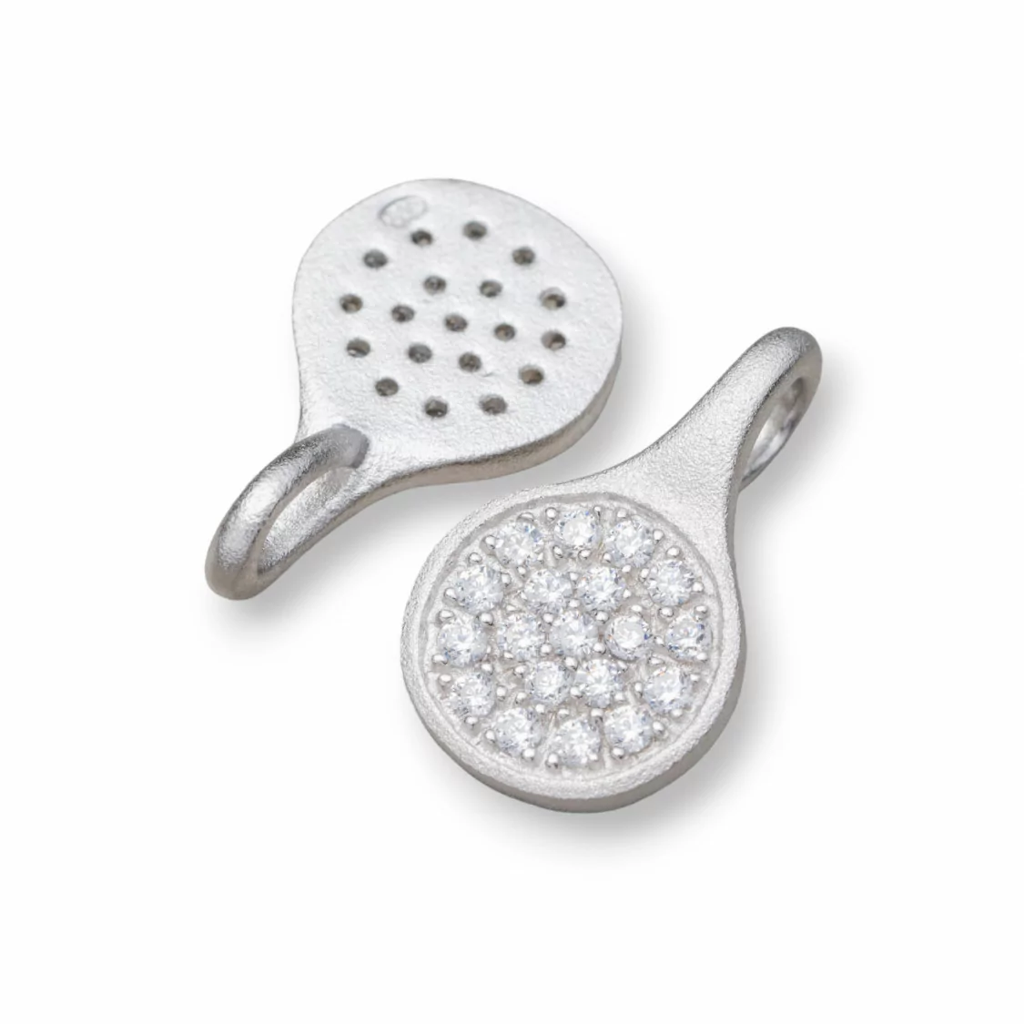 Ciondolo Pendenti Di Argento 925 Drops Satinato 11,5x19,5mm Con Zirconi Incastonati 6pz Rodiato-ARGENTO 925 DESIGN ITALY | Worldofjewel.com