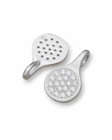 Ciondolo Pendenti Di Argento 925 Drops Satinato 11,5x19,5mm Con Zirconi Incastonati 6pz Rodiato-ARGENTO 925 DESIGN ITALY | Worldofjewel.com