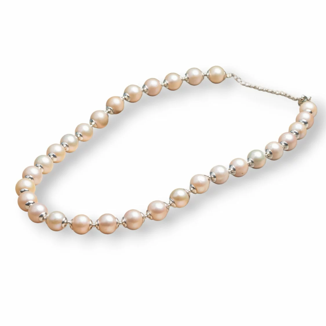 Collana Di Perle Di Fiume E Ottone Inossidabile Tondo 11mm Rodiato-Rosa-OFFERTE COLLANE | Worldofjewel.com