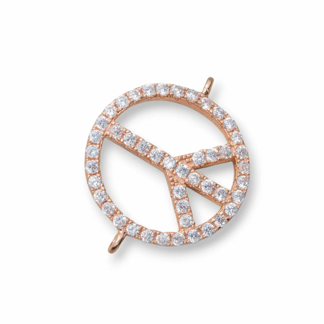 Componente Connettore Di Argento 925 Con Zirconi Pace 22x18mm 3pz Oro Rosa-CONNETTORI PAVE' | Worldofjewel.com