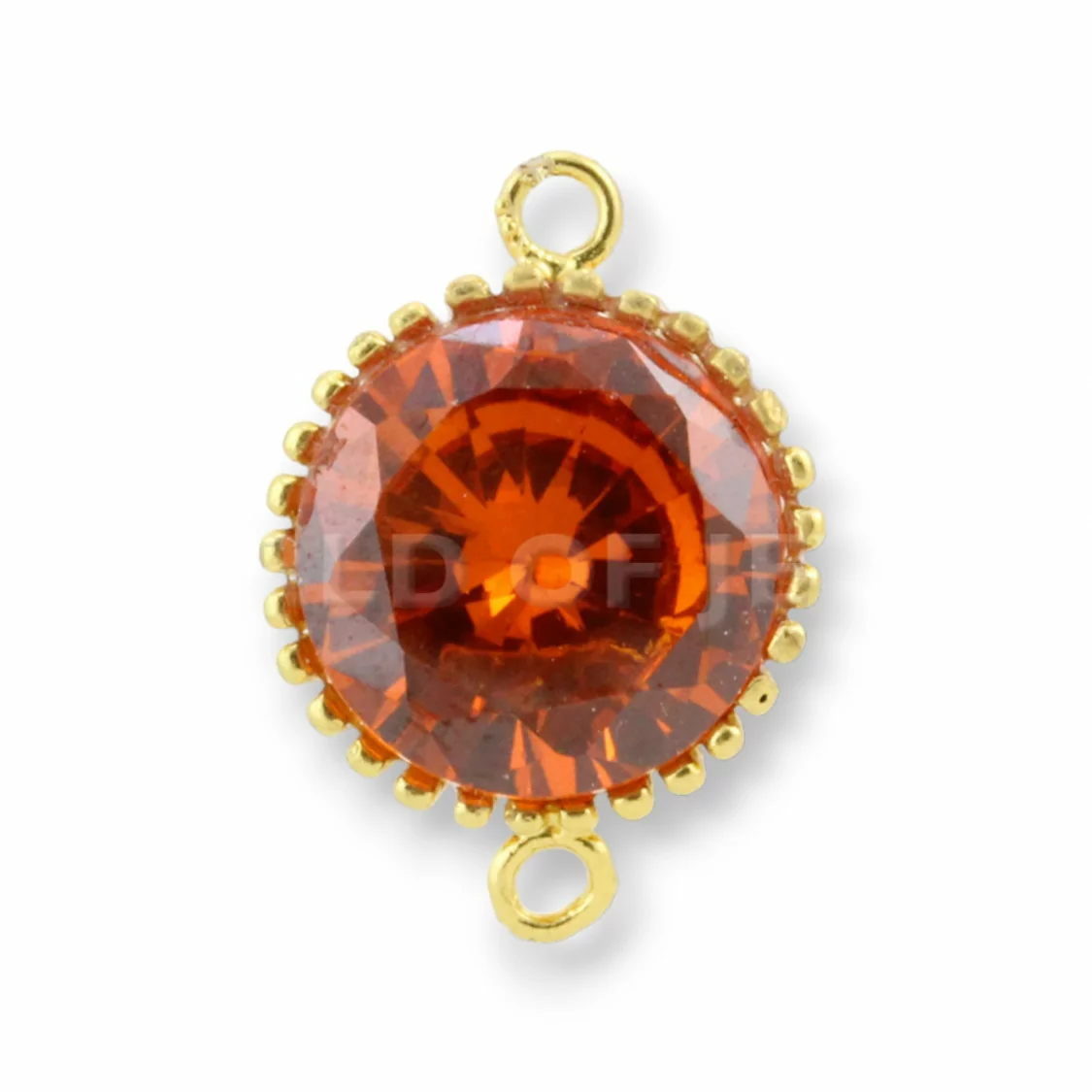 Componente Connettore Di Argento 925 Cabochon Cubic Zirconia Tondo 14mm 2pz Dorato Arancio-CABOCHON BORDATI E INCASTONATI | Worldofjewel.com