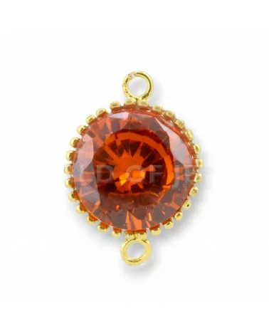 Componente Connettore Di Argento 925 Cabochon Cubic Zirconia Tondo 14mm 2pz Dorato Arancio-CABOCHON BORDATI E INCASTONATI | Worldofjewel.com