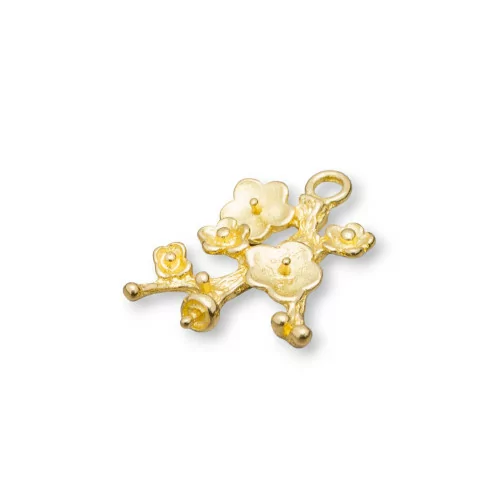 Componente Connettore Di Bronzo Spazzolato Rametti Fiori 14x20mm 30pz Dorato-CONNETTORI LISCI | Worldofjewel.com