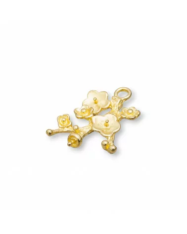 Componente Connettore Di Bronzo Spazzolato Rametti Fiori 14x20mm 30pz Dorato-CONNETTORI LISCI | Worldofjewel.com