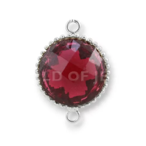 Componente Di Argento 925 Cabochon Idrotermale Tondo 16mm 2pz Rodiato Rosso-CABOCHON BORDATI E INCASTONATI | Worldofjewel.com