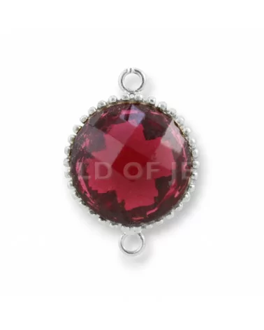 Componente Di Argento 925 Cabochon Idrotermale Tondo 16mm 2pz Rodiato Rosso-CABOCHON BORDATI E INCASTONATI | Worldofjewel.com