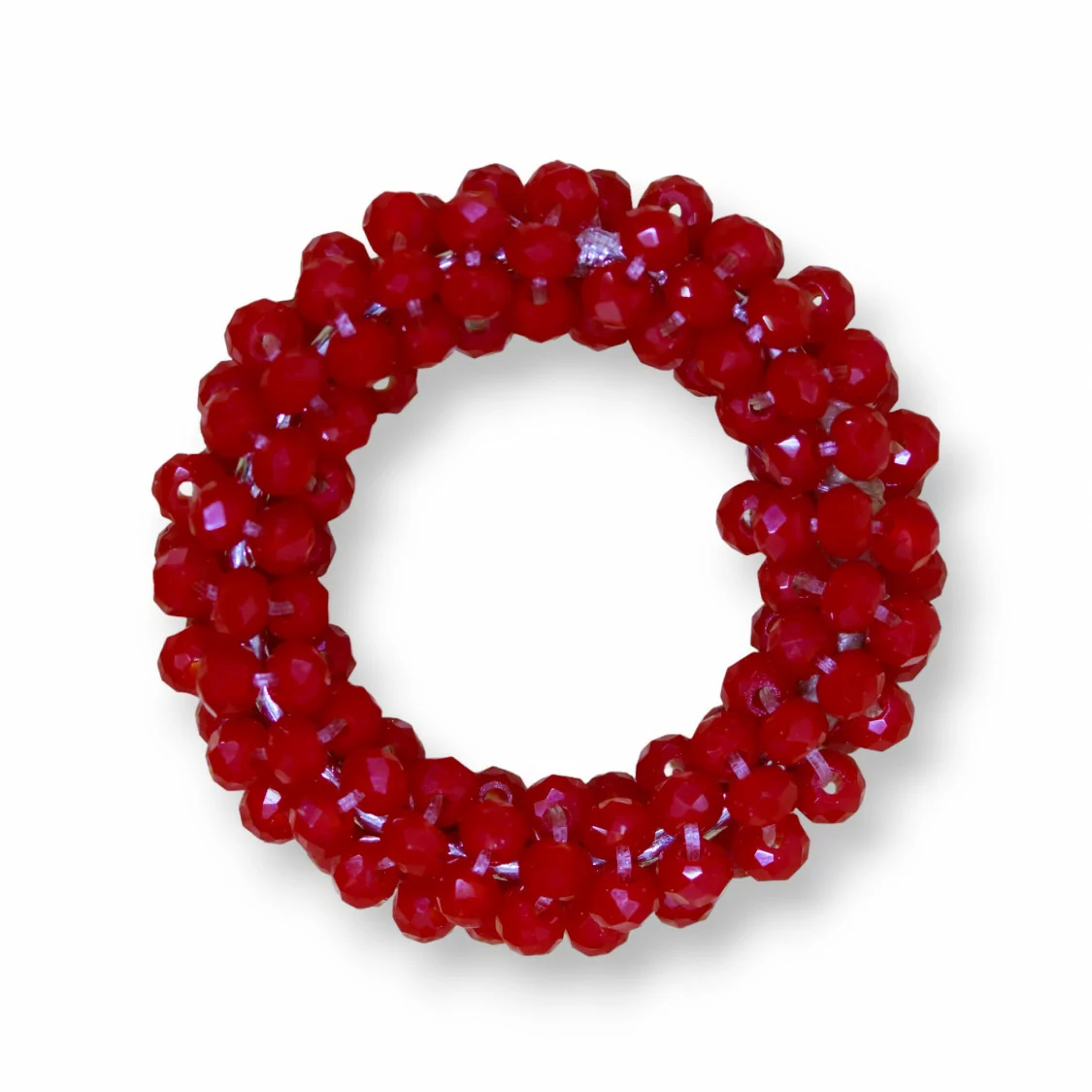 Componente Di Cristalli Intrecciati A Cerchietto 30mm 10pz Rosso-COMPONENTI DI CRISTALLI E STRASS | Worldofjewel.com