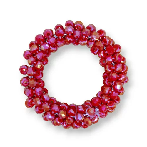 Componente Di Cristalli Intrecciati A Cerchietto 30mm 10pz Rosso AB-COMPONENTI DI CRISTALLI E STRASS | Worldofjewel.com