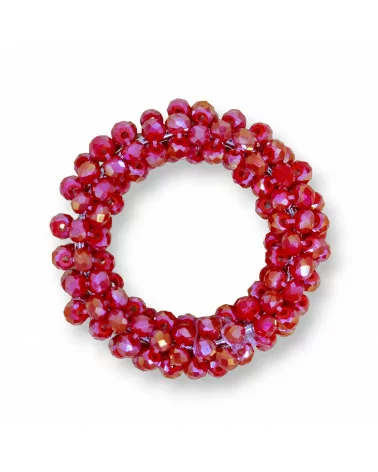 Componente Di Cristalli Intrecciati A Cerchietto 30mm 10pz Rosso AB-COMPONENTI DI CRISTALLI E STRASS | Worldofjewel.com