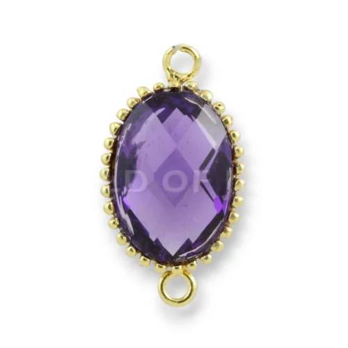 Componente Di Argento 925 Cabochon Idrotermale Ovale 12x22mm 4pz Dorato Viola- CABOCHON DI PIETRE DURE | Worldofjewel.com