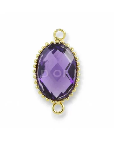 Componente Di Argento 925 Cabochon Idrotermale Ovale 12x22mm 4pz Dorato Viola- CABOCHON DI PIETRE DURE | Worldofjewel.com