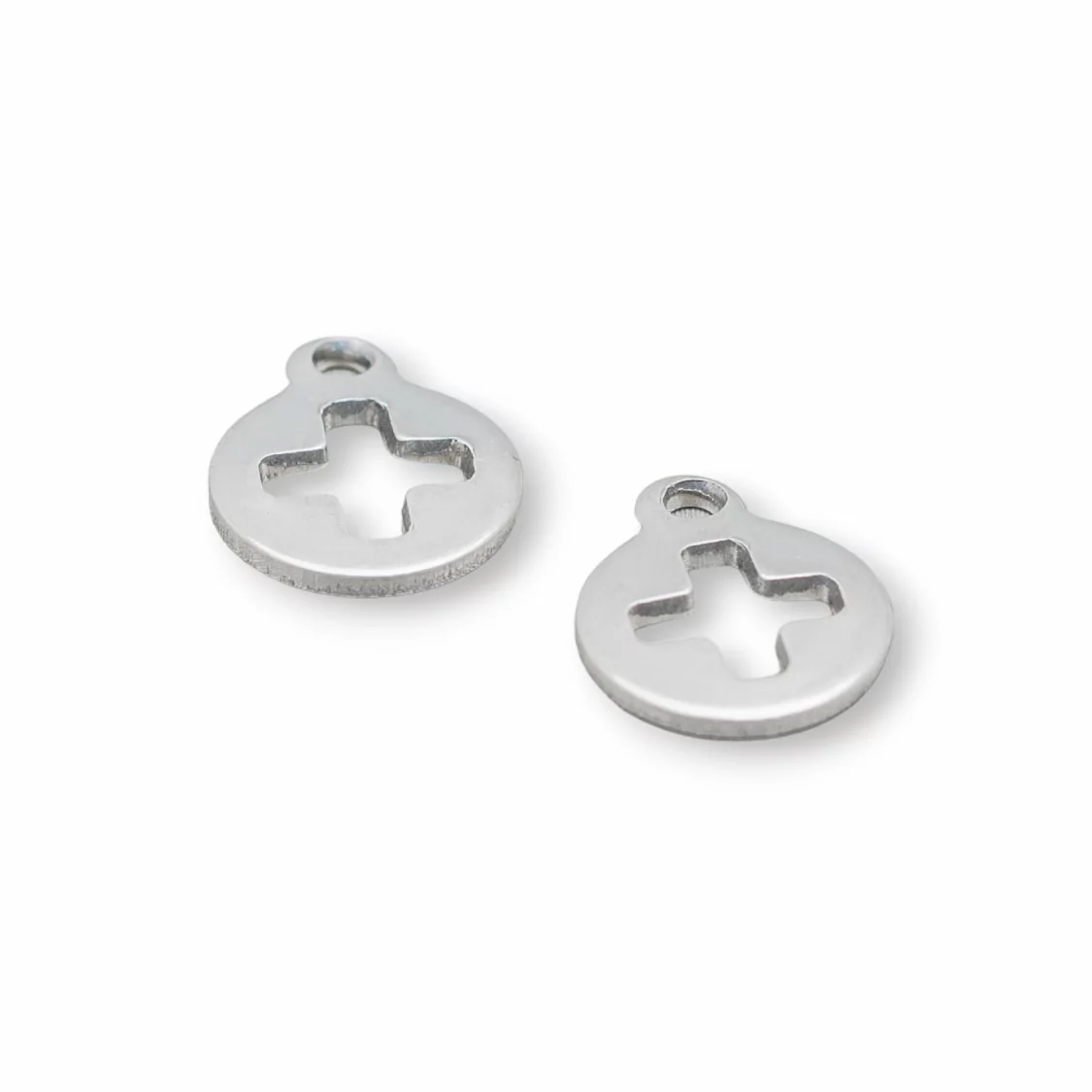 Componente Di Acciaio Tondo Croce Forato Pendente 10mm 120pz-CONNETTORI LISCI | Worldofjewel.com