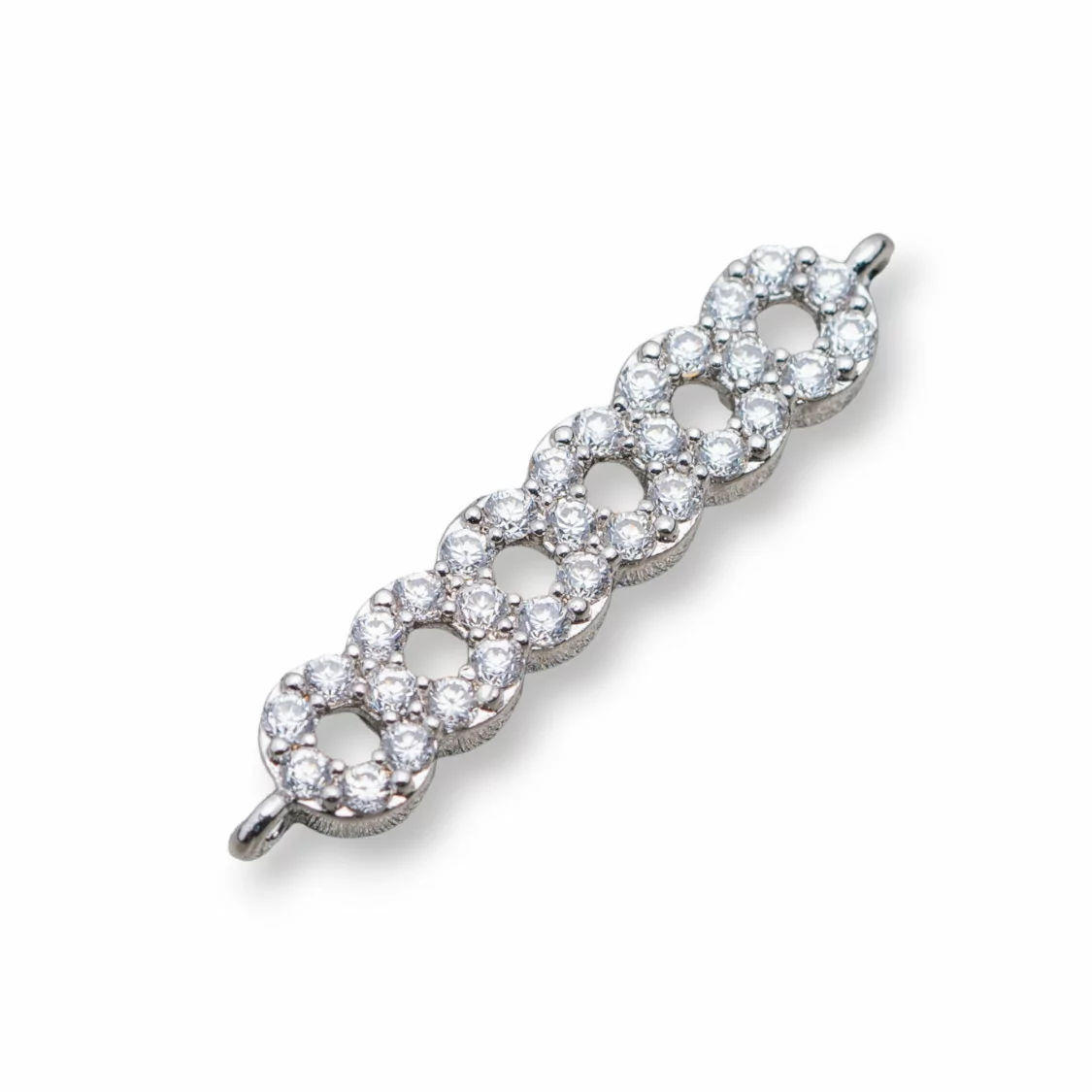 Componenti Di Ottone Con Zirconi 6 Anelli 05x22mm 10pz Rodiato-CONNETTORI PAVE' | Worldofjewel.com