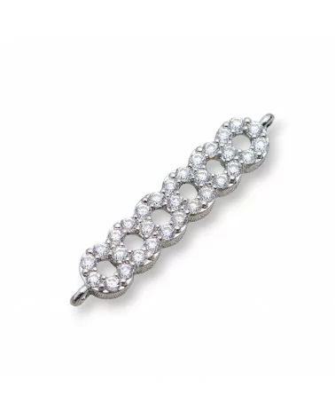 Componenti Di Ottone Con Zirconi 6 Anelli 05x22mm 10pz Rodiato-CONNETTORI PAVE' | Worldofjewel.com