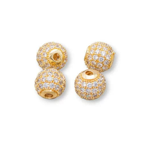 Componenti Di Ottone Con Zirconi Pallina Sfera 10mm 10pz Dorato Con Zirconi Bianchi-PALLINE ZIRCONATE | Worldofjewel.com