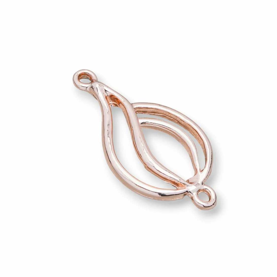 Componenti Di Zama A 2 Anellini Ampolla 18x33mm 45pz Oro Rosa-CONNETTORI LISCI | Worldofjewel.com