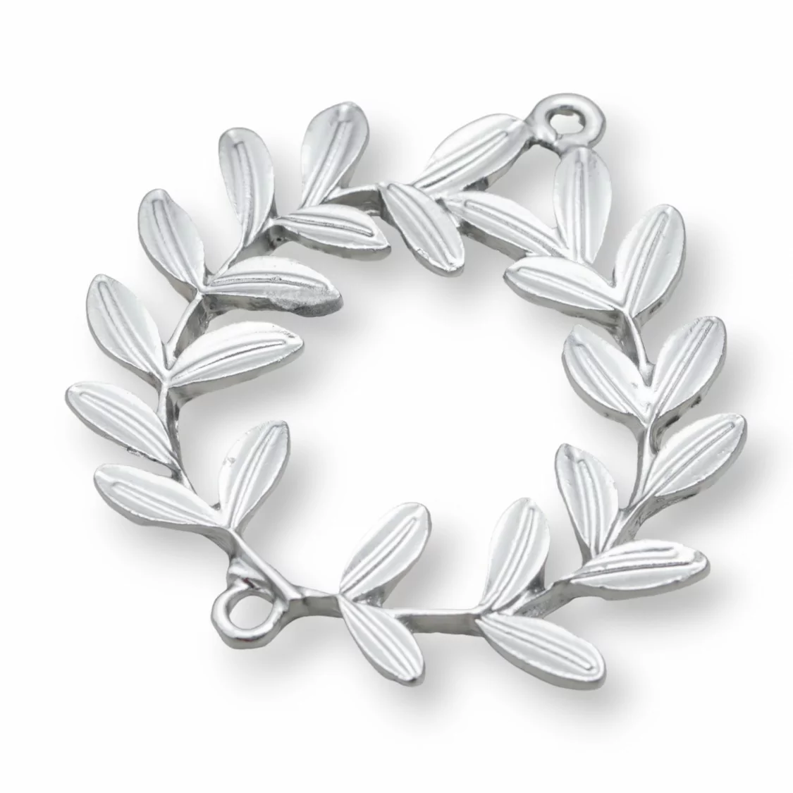 Componenti Di Zama A 2 Anellini Corona D'Alloro 40x44mm 16pz Silver-CONNETTORI LISCI | Worldofjewel.com