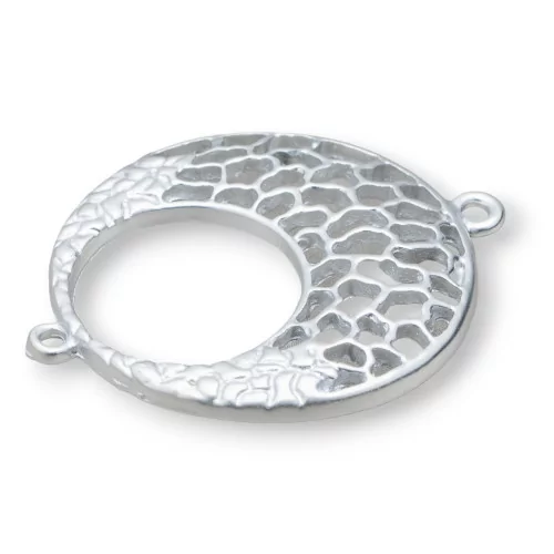 Componenti Di Zama A 2 Anellini Creola Tonda Forata 32x39mm 26pz Silver-CONNETTORI LISCI | Worldofjewel.com