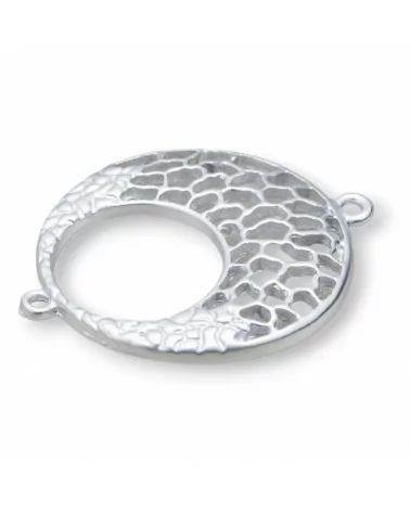 Componenti Di Zama A 2 Anellini Creola Tonda Forata 32x39mm 26pz Silver-CONNETTORI LISCI | Worldofjewel.com