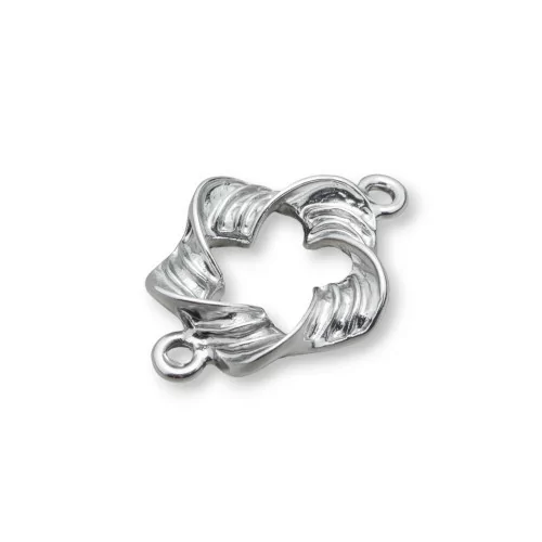 Componenti Di Zama A 2 Anellini Fiore Forato Ondulato 18x26mm 45pz Silver-CONNETTORI LISCI | Worldofjewel.com