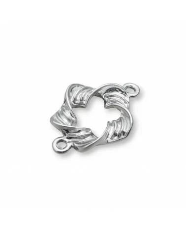 Componenti Di Zama A 2 Anellini Fiore Forato Ondulato 18x26mm 45pz Silver-CONNETTORI LISCI | Worldofjewel.com