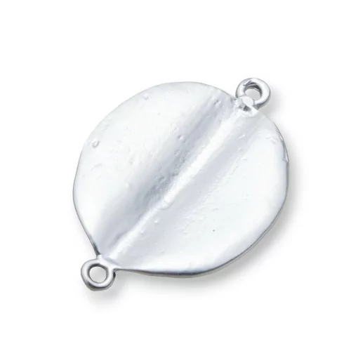 Componenti Di Zama A 2 Anellini Foglia Ovale 26x40mm 30pz Silver-CONNETTORI LISCI | Worldofjewel.com