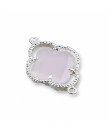 Connettore Componente Di Ottone Con Cristalli Occhio Di Gatto Incastonati Quadrifoglio 20x28mm 10pz Rodiato Rosa- QUADRIFOGLIO | Worldofjewel.com