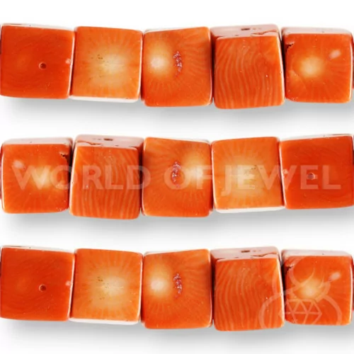 Corallo Bamboo Arancio Cubo 11-13mm-CORALLO BAMBOO | Worldofjewel.com