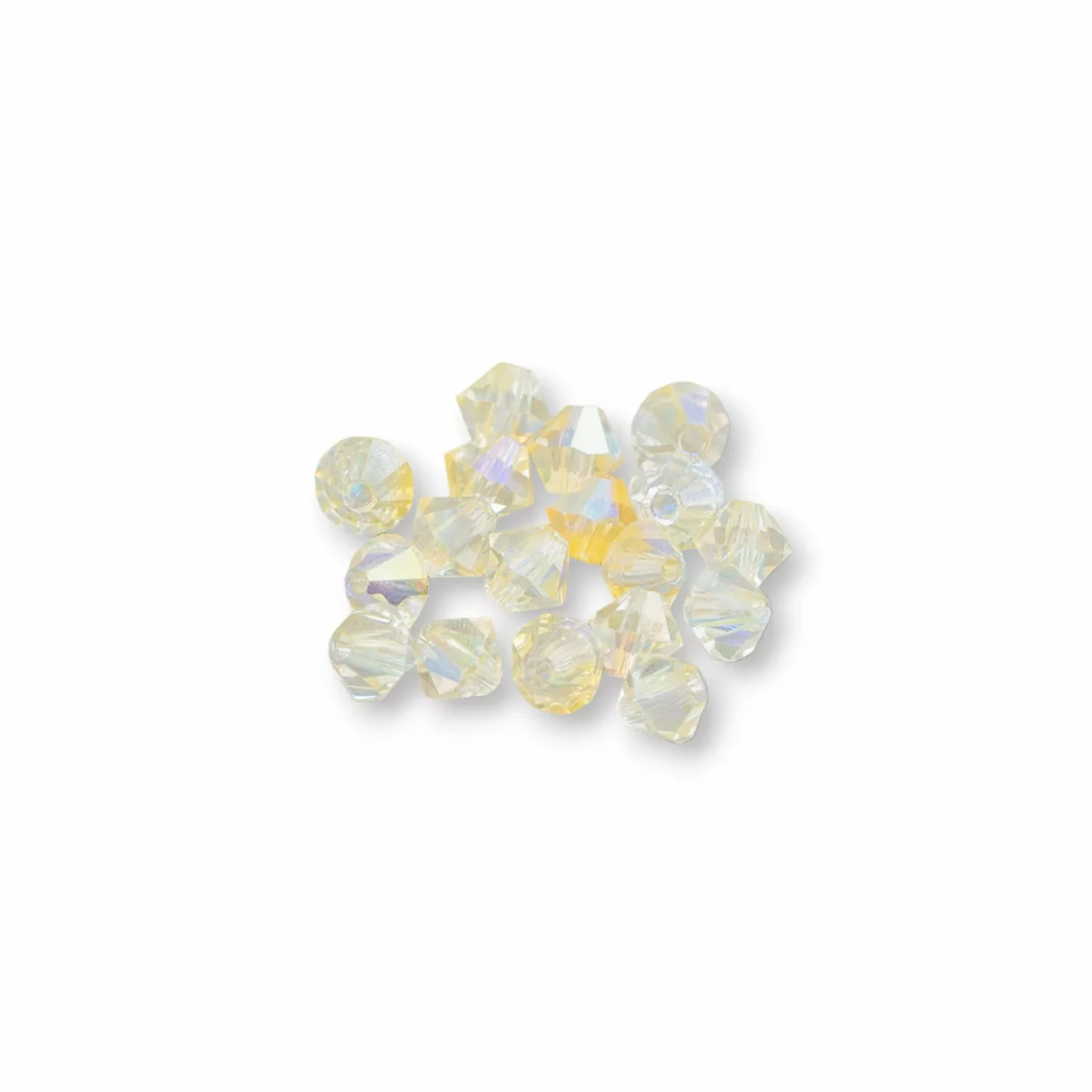 Cristalli Swarovski Bicono 4mm Marca Preciosa - 100pz - Giallo Chiaro AB-CRISTALLI SWAROVSKI | Worldofjewel.com