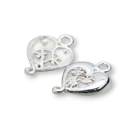 Distanziatore Connettore Di Ottone Cuore 13x20mm 80pz Argentato-CONNETTORI LISCI | Worldofjewel.com