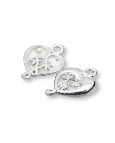 Distanziatore Connettore Di Ottone Cuore 13x20mm 80pz Argentato-CONNETTORI LISCI | Worldofjewel.com