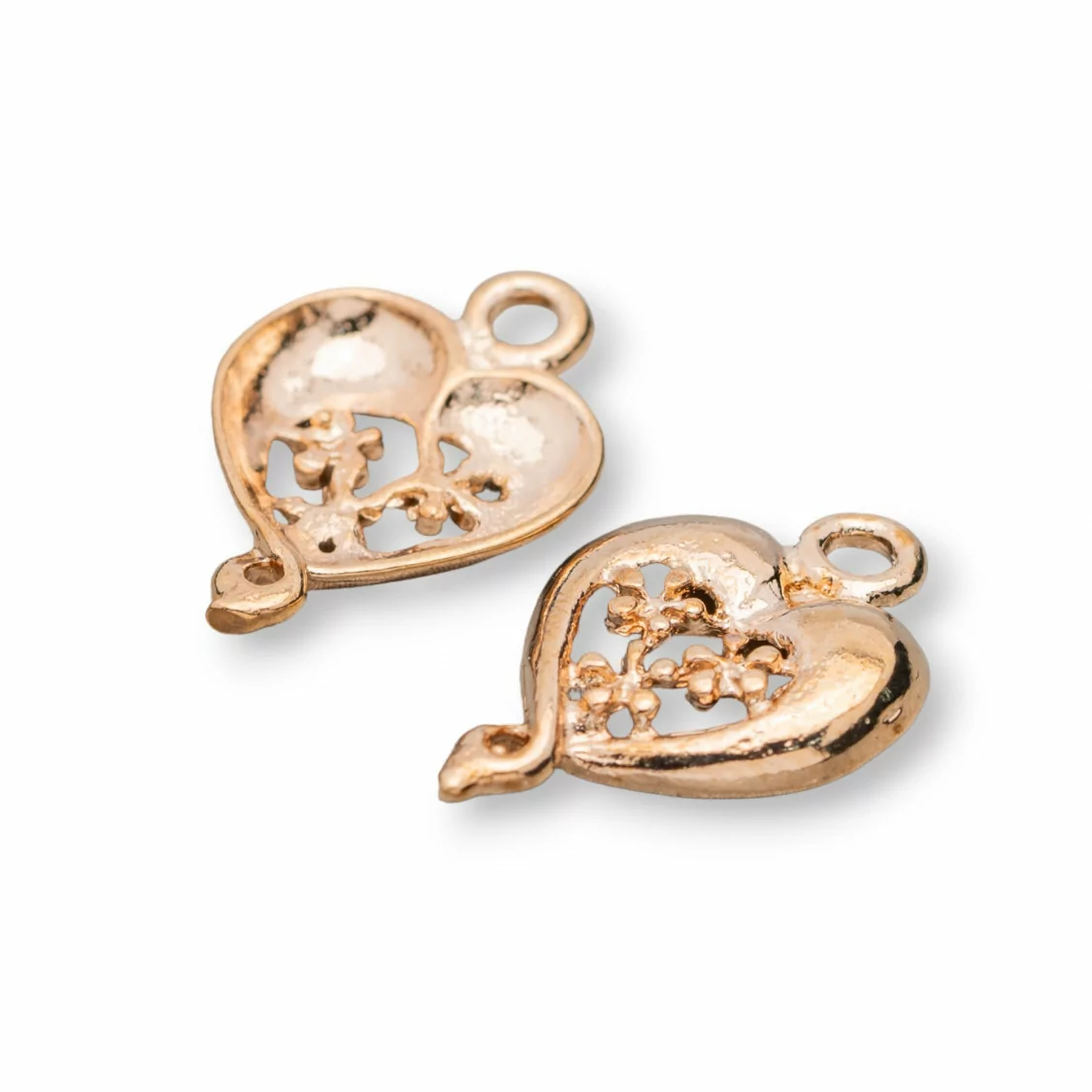 Distanziatore Connettore Di Ottone Cuore 13x20mm 80pz Oro Rosa-CONNETTORI LISCI | Worldofjewel.com