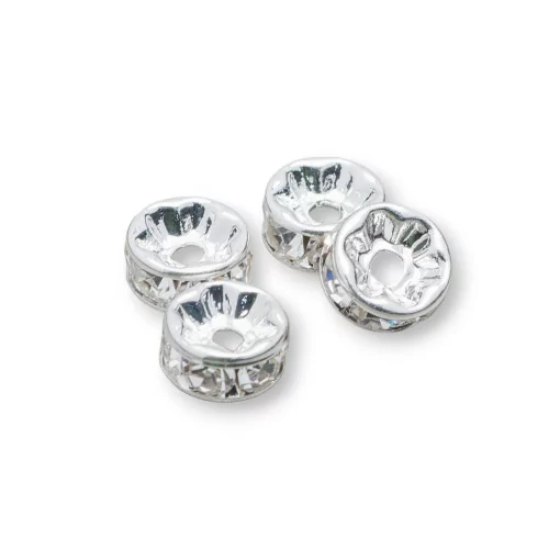 Distanziatore Rondelle Strass Di Ottone Qualita' Mideast 6mm 100pz Argentato-CONNETTORI CON STRASS | Worldofjewel.com