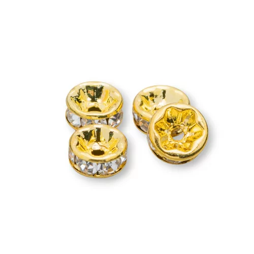 Distanziatore Rondelle Strass Di Ottone Qualita' Mideast 8mm 100pz Dorato-CONNETTORI CON STRASS | Worldofjewel.com