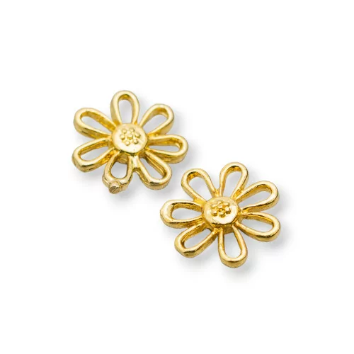 Distanziatore Connettore Di Ottone Fiore Margherita 12x12mm 110pz Dorato-CONNETTORI LISCI | Worldofjewel.com