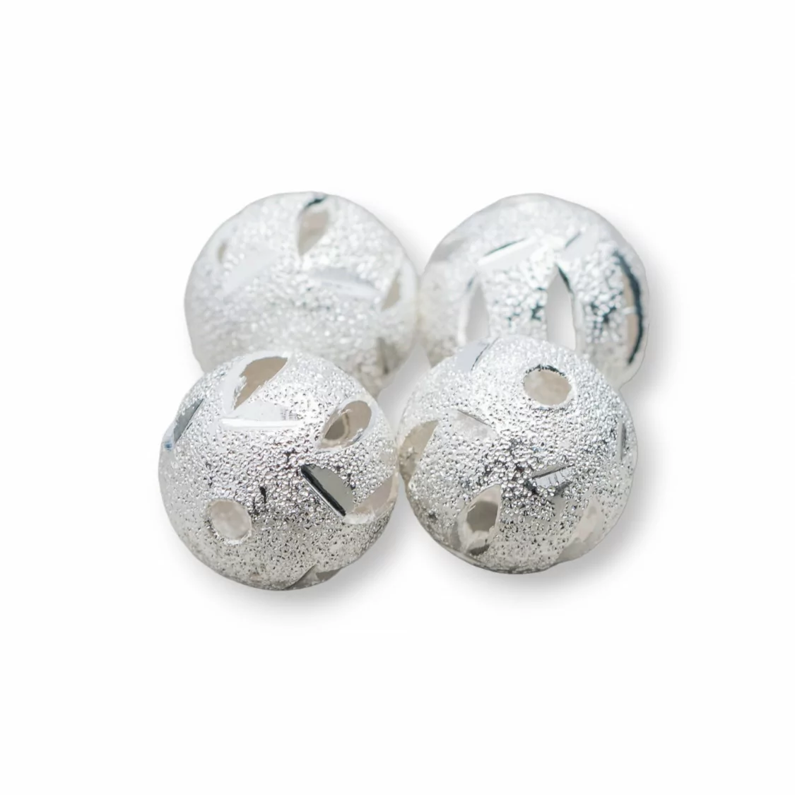 Distanziatore Palline Di Ottone Diamantato Forato 8mm 210pz 60gr Argentato-PALLINE VARIE | Worldofjewel.com