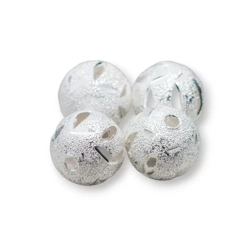 Distanziatore Palline Di Ottone Diamantato Forato 12mm 70pz 60gr Argentato-PALLINE VARIE | Worldofjewel.com