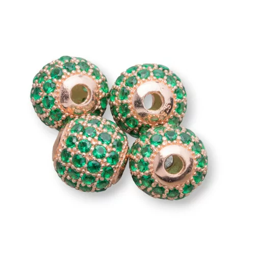 Distanziatore Di Argento 925 Palline Zirconate 6mm 8pz Oro Rosa Smeraldo Verde-PALLINE ZIRCONATE | Worldofjewel.com