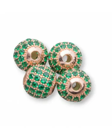 Distanziatore Di Argento 925 Palline Zirconate 6mm 8pz Oro Rosa Smeraldo Verde-PALLINE ZIRCONATE | Worldofjewel.com