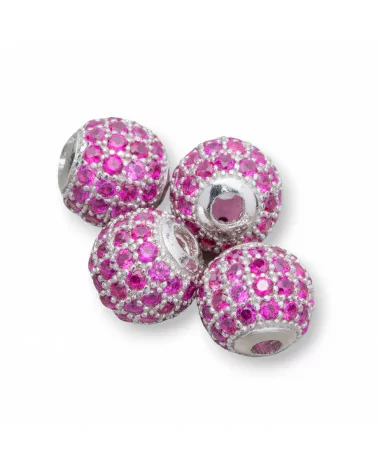 Distanziatore Di Argento 925 Palline Zirconate 10mm 4pz Rodiato Ruby-PALLINE ZIRCONATE | Worldofjewel.com