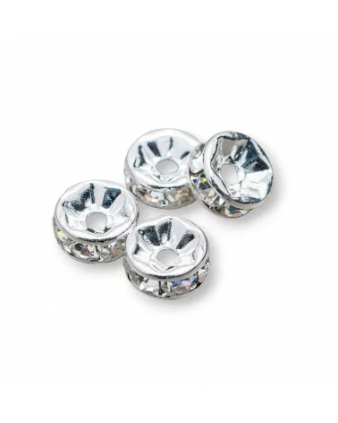 Distanziatore Rondelle Strass Di Ottone Qualita' Repubblica Ceca 6mm Argentato 100pz-CONNETTORI CON STRASS | Worldofjewel.com