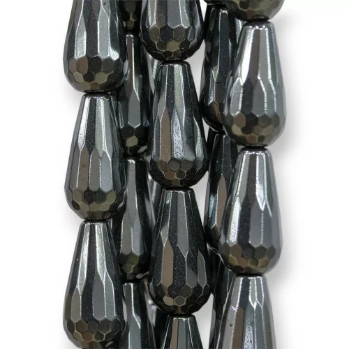 Ematite Gocce Briolette Sfaccettate 8x16mm Semiopaco Naturale-EMATITE | Worldofjewel.com