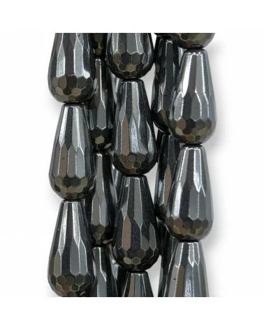 Ematite Naturale Gocce Briolette Sfaccettate 8x16mm Semiopaco-EMATITE | Worldofjewel.com