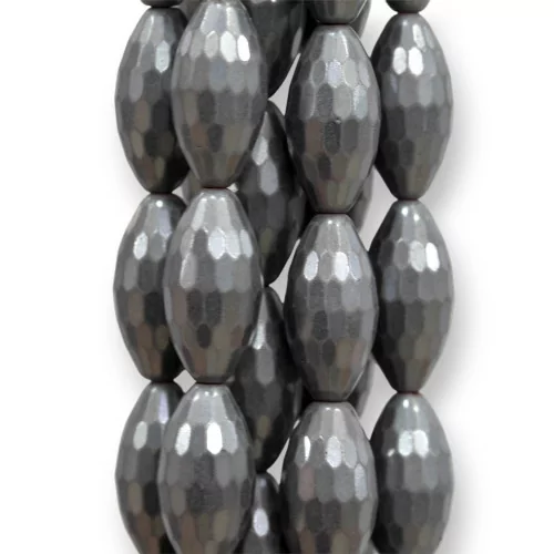 Ematite Naturale Riso Sfaccettato 8x16mm Opaco-EMATITE | Worldofjewel.com