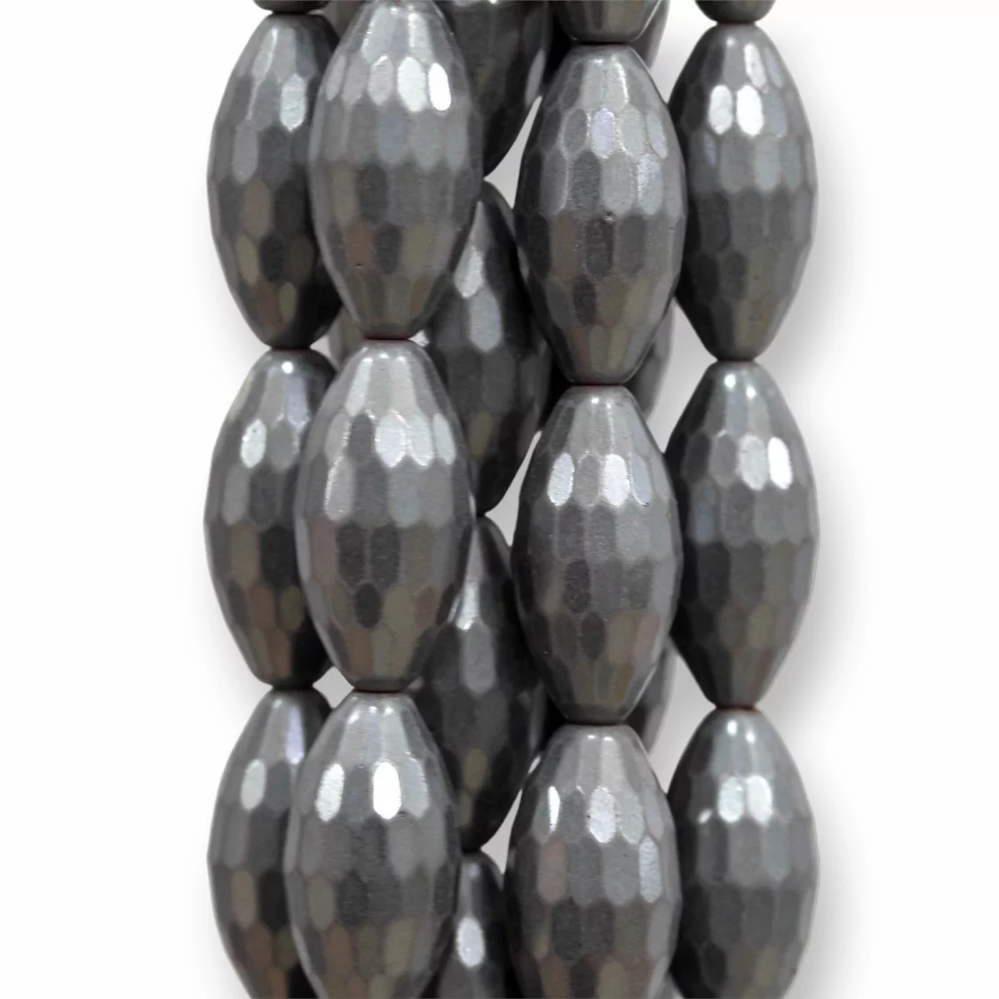 Ematite Naturale Riso Sfaccettato 8x16mm Opaco-EMATITE NATURALE | Worldofjewel.com