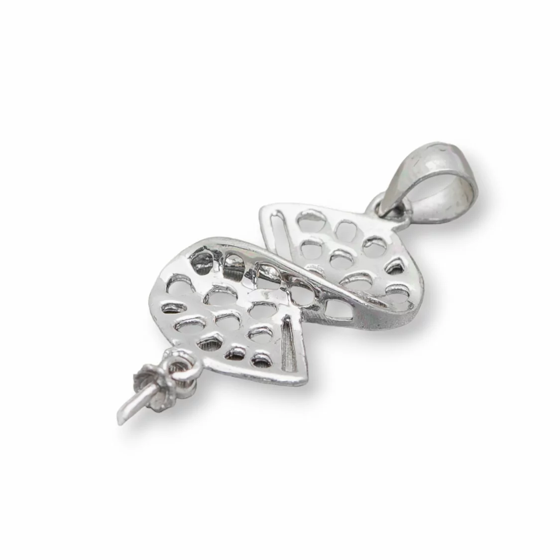 Gancio Per Pendente Di Argento 925 Girella Traforata 13x30mm 6pz-BASI PER PENDENTI | Worldofjewel.com