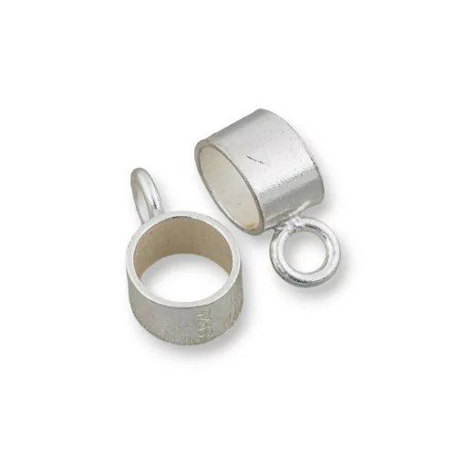 Gancio Per Pendente Di Argento 925 Tubolare Con Foro 5mm E Anellino 4mm 18pz Argentato-CONNETTORI LISCI | Worldofjewel.com