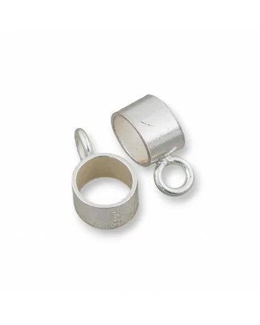 Gancio Per Pendente Di Argento 925 Tubolare Con Foro 5mm E Anellino 4mm 18pz Argentato-CONNETTORI LISCI | Worldofjewel.com